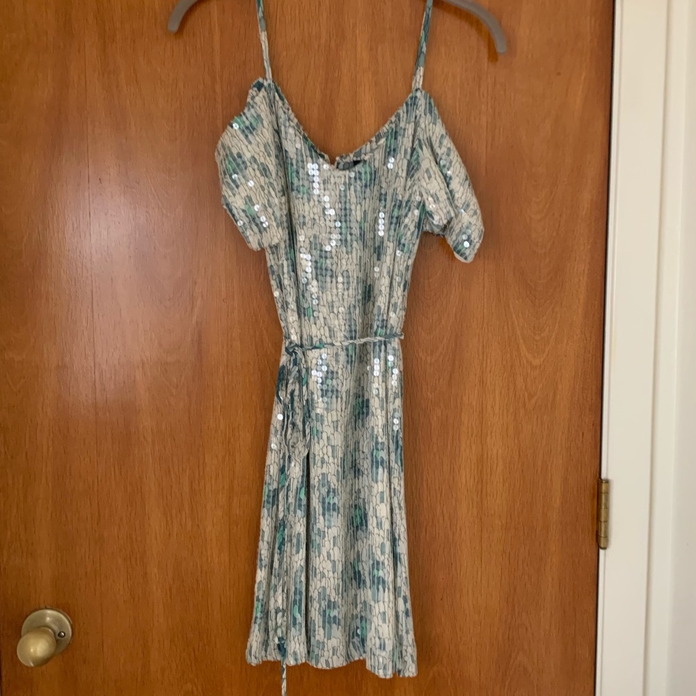 French Connection Beaded Open Shoulder Mini Dress